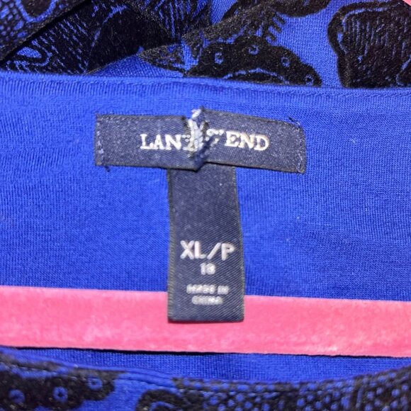 Lands' End cobalt blue with black velvet flocking fit and flare a line dress XLP - Picture 6 of 7